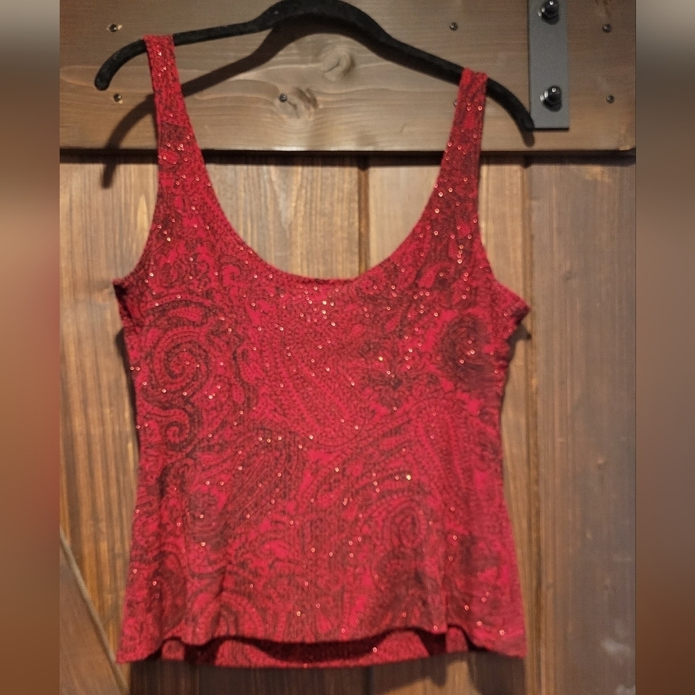 Alex Evenings EUC Women's Red Tank & Cardigan Glitter Set SZ Med - Picture 4 of 6